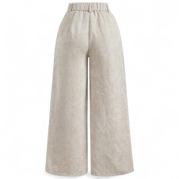 Women's Vintage mCorduroy Trousers Simple Wide Leg Trousers for in Khaki. Large - Picture 3 of 6